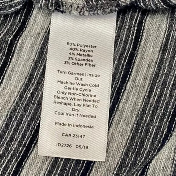 Talbots Ladies Medium Silver Black Stripe Metallic Long Sleeve Tunic EUC - Picture 4 of 6